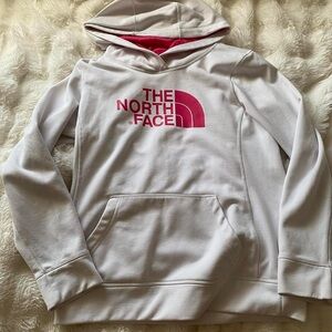The North Face White Hoodie with Pink Accents
